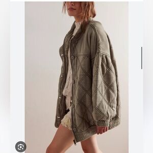 Free People Juno Quilted Oversized Slouchy Bomber Jacket